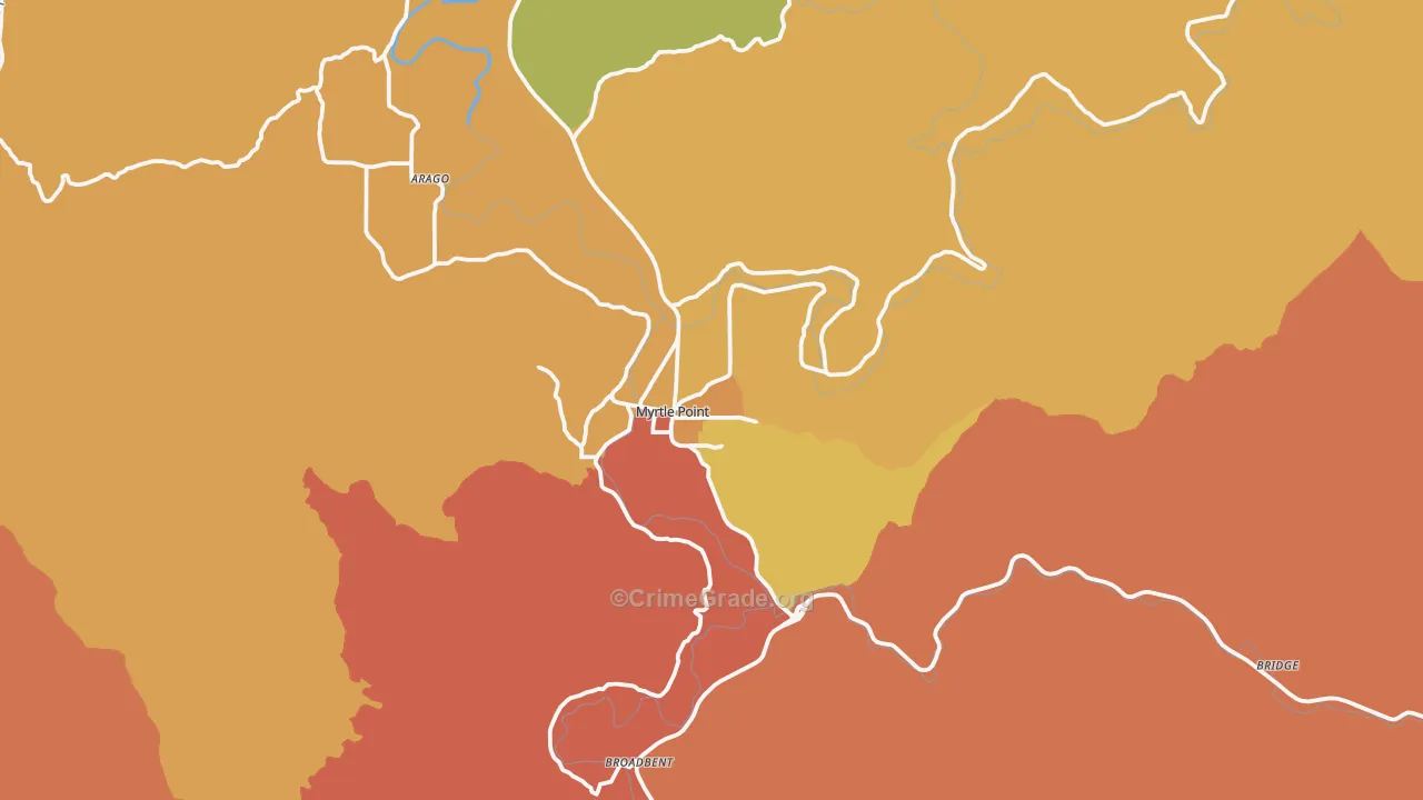 Myrtle Point, OR Map of Drug-Related Crime Rates