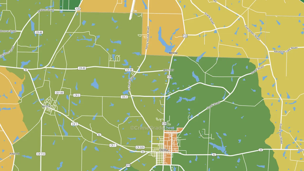 Mystic, GA Map of Drug-Related Crime Rates