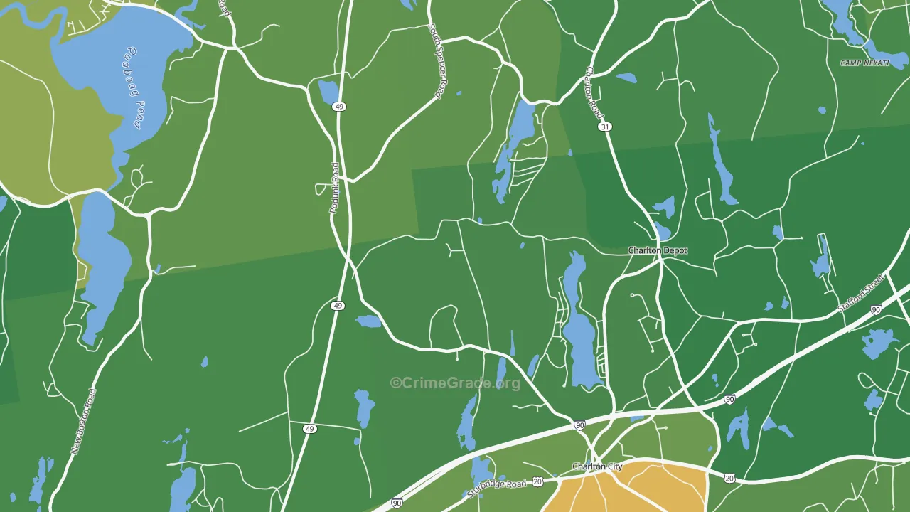 Mystic Grove, MA Map of Drug-Related Crime Rates