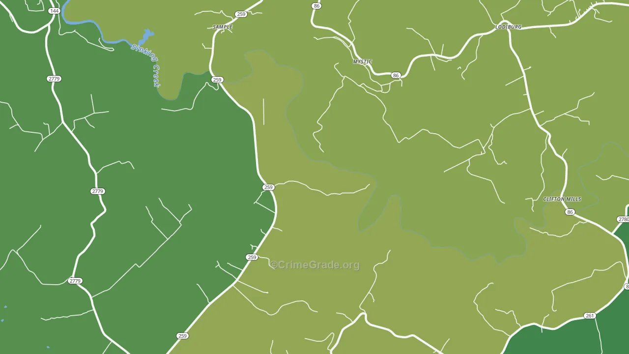 Mystic, KY Map of Drug-Related Crime Rates