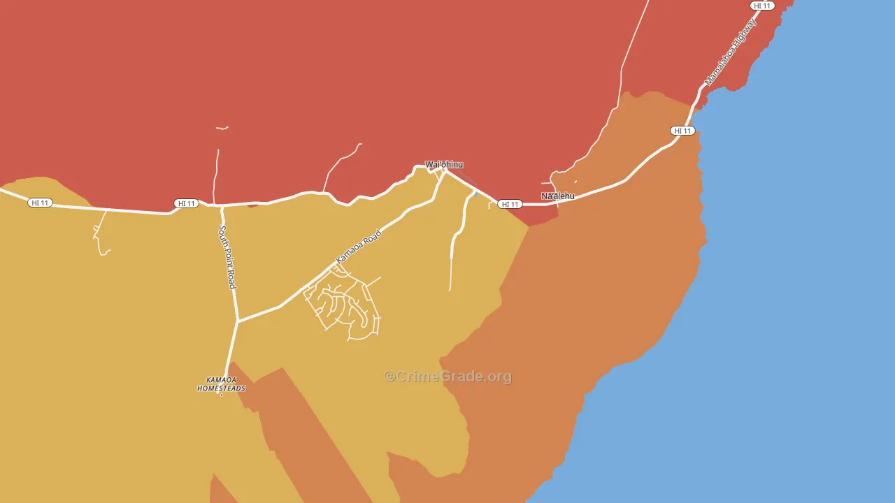 Naalehu, HI Map of Drug-Related Crime Rates