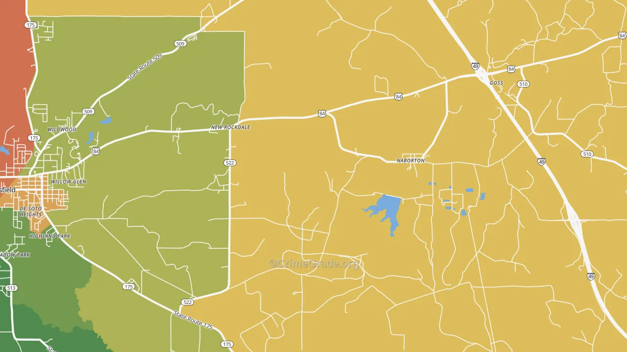 Naborton, LA Map of Drug-Related Crime Rates