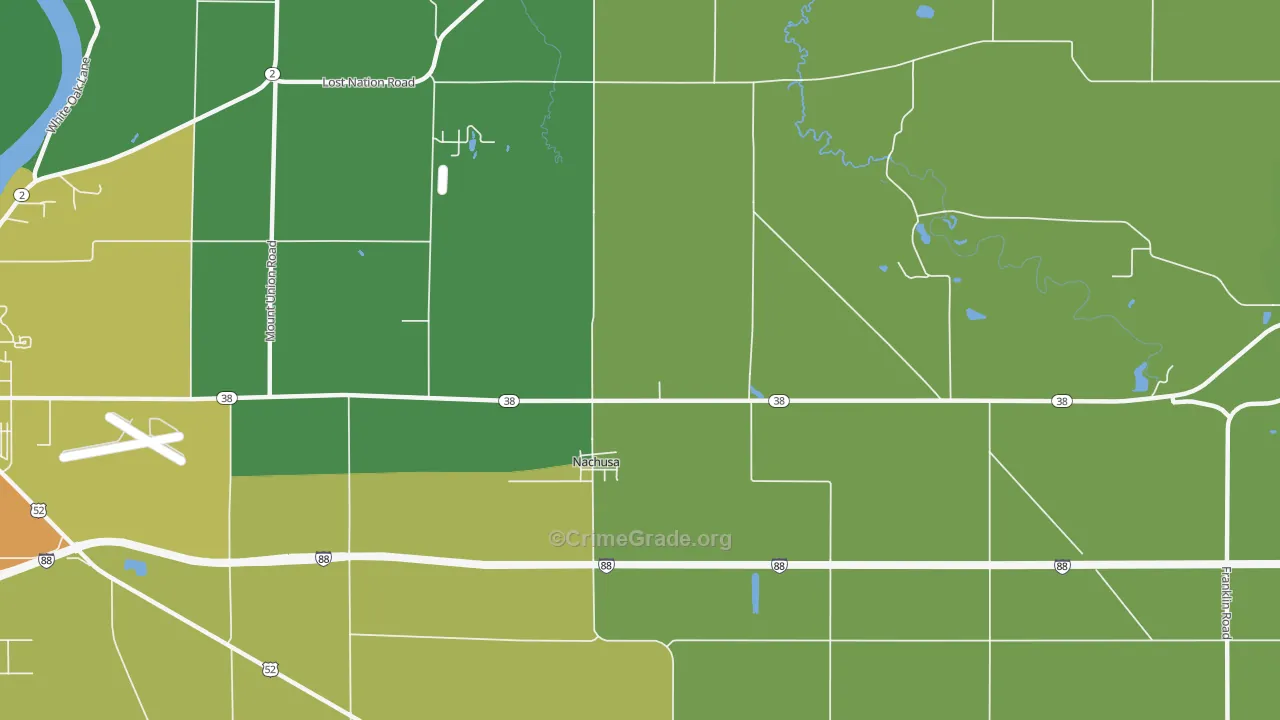 Nachusa, IL Map of Drug-Related Crime Rates