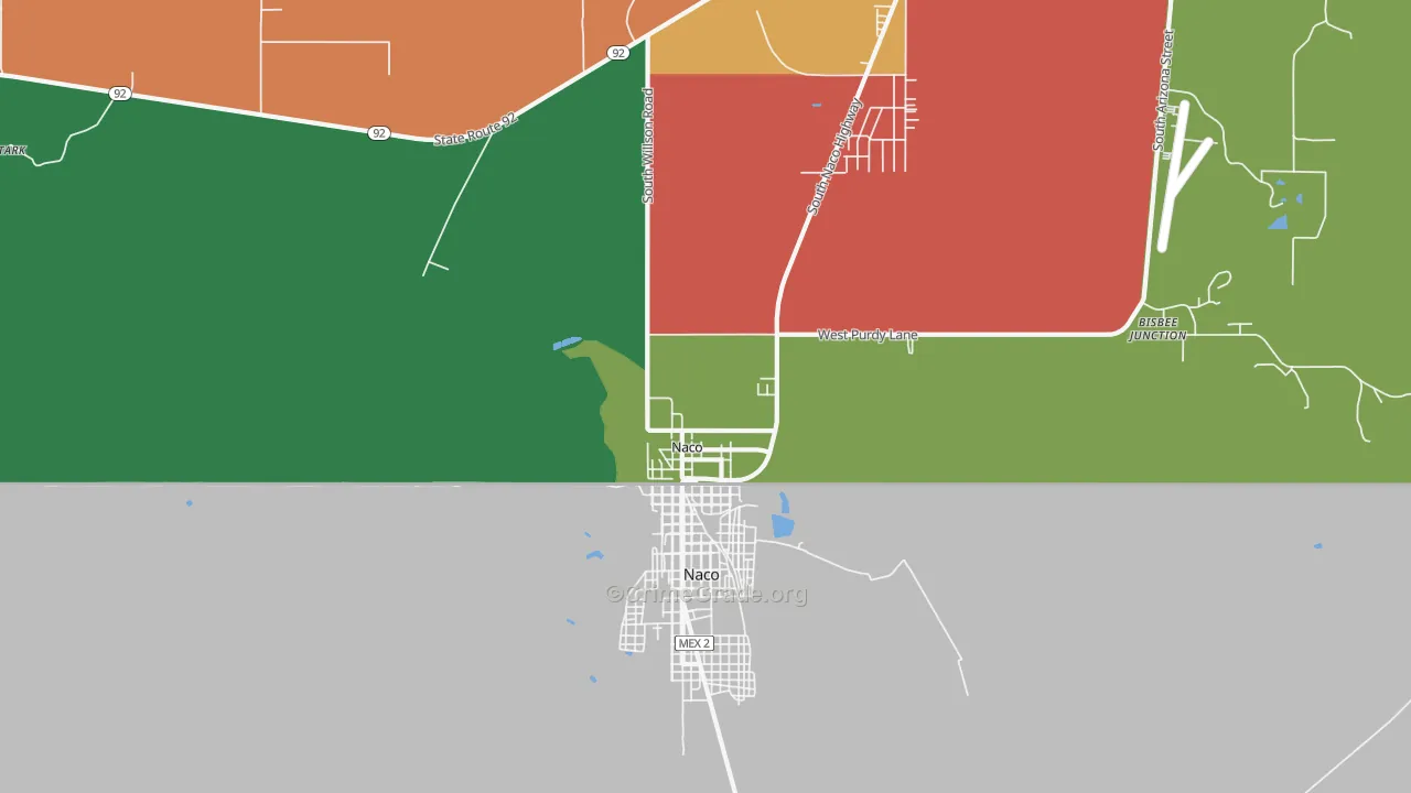 Naco, AZ Map of Drug-Related Crime Rates
