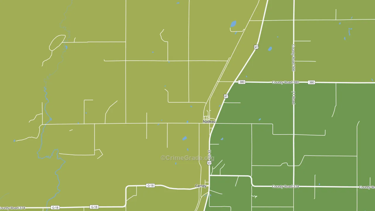 Nadeau, MI Map of Drug-Related Crime Rates