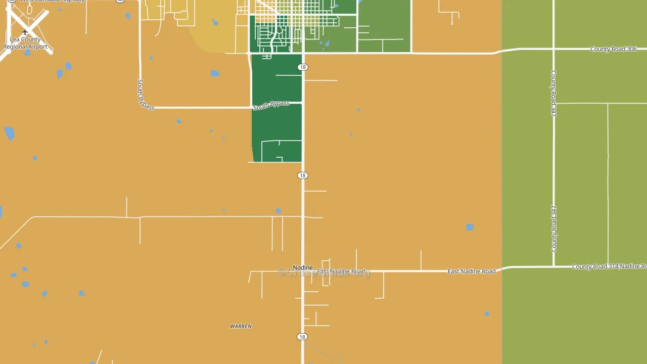 Nadine, NM Map of Drug-Related Crime Rates