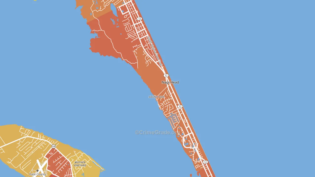 Nags Head, NC Map of Drug-Related Crime Rates