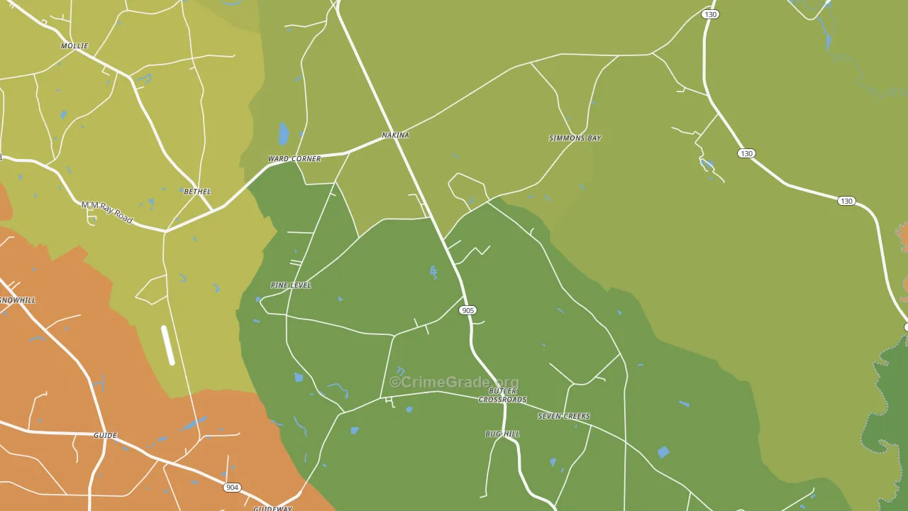 Nakina, NC Map of Drug-Related Crime Rates