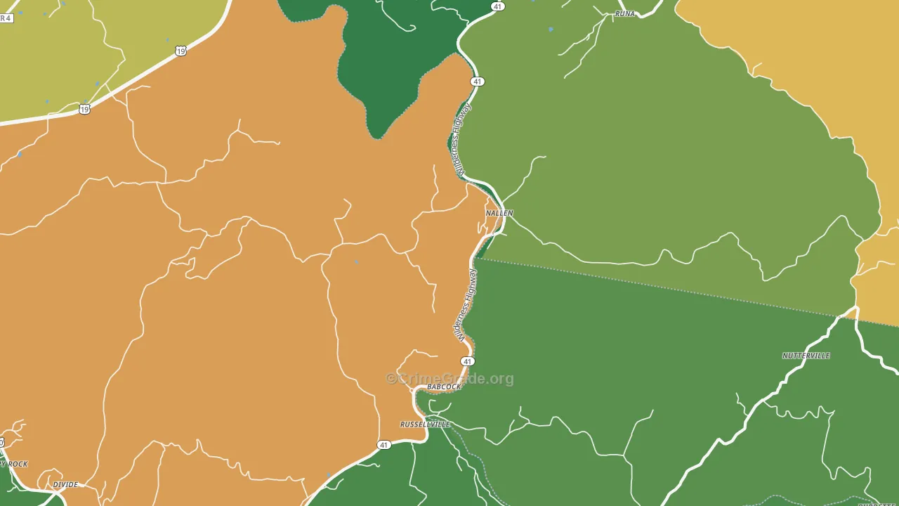 Nallen, WV Map of Drug-Related Crime Rates