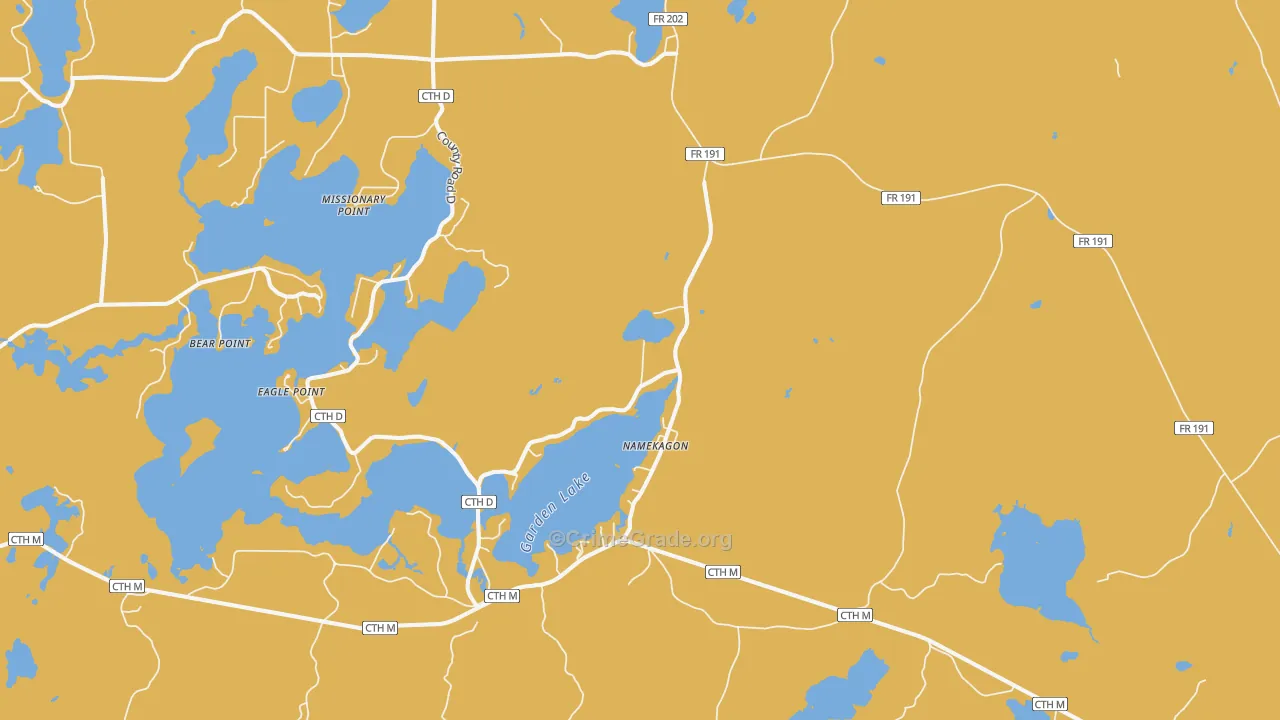 Namekagon, WI Map of Drug-Related Crime Rates