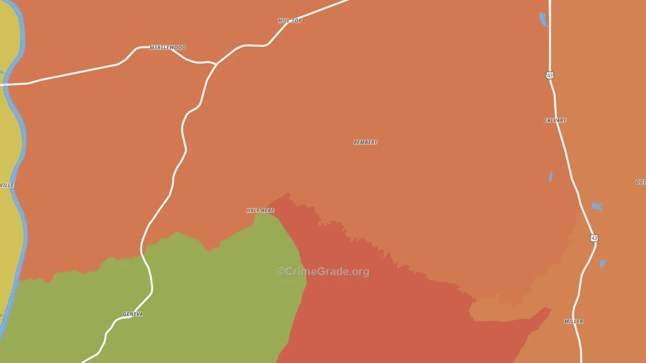 Nanafalia, AL Map of Drug-Related Crime Rates