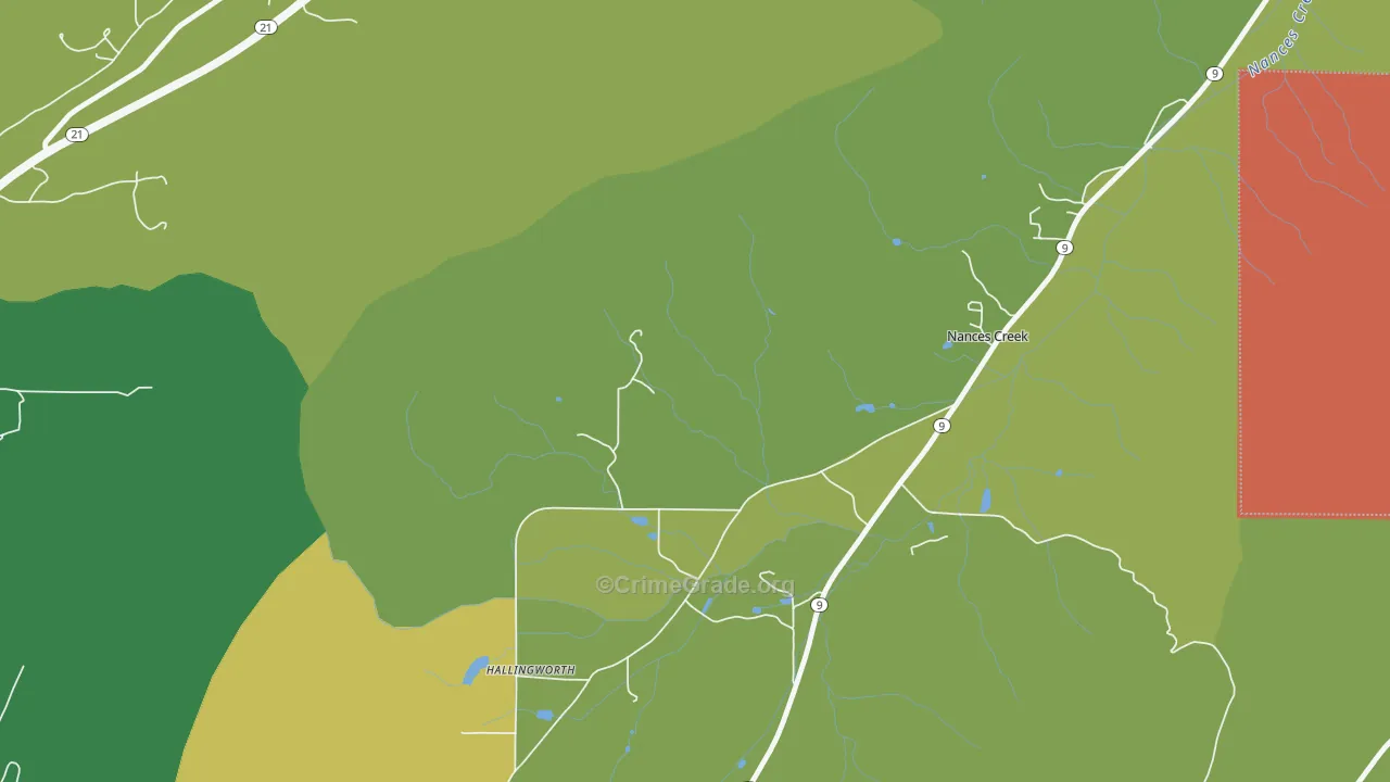 Nances Creek, AL Map of Drug-Related Crime Rates