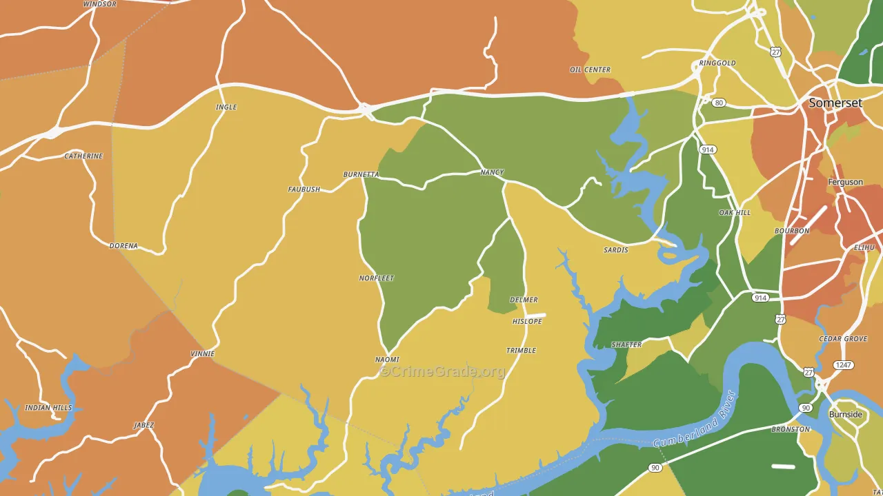 Nancy, KY Map of Drug-Related Crime Rates