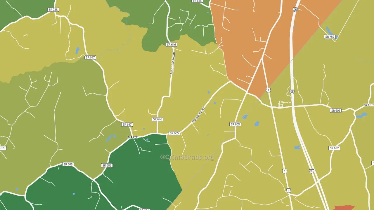 Nancy Wrights Corner, VA Map of Drug-Related Crime Rates