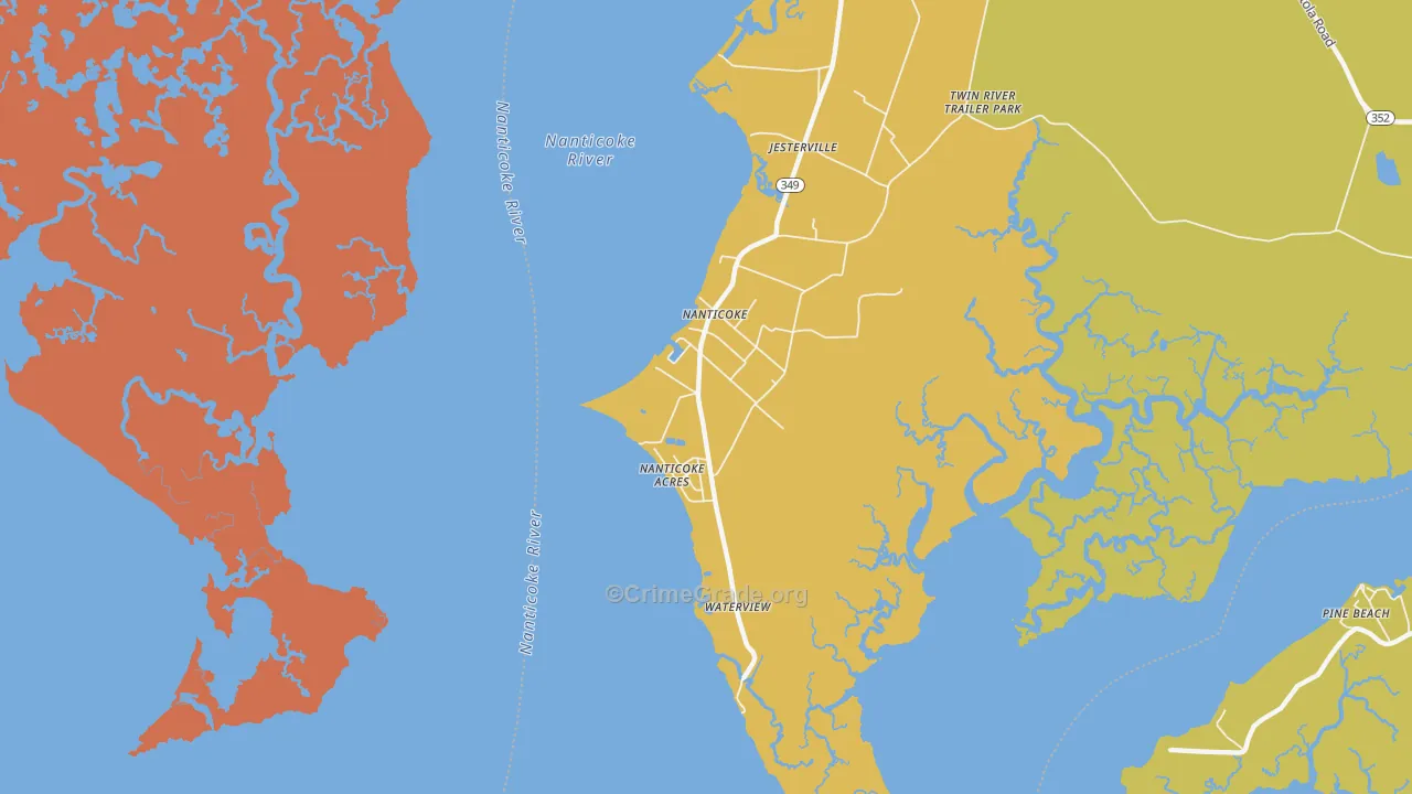 Nanticoke, MD Map of Drug-Related Crime Rates