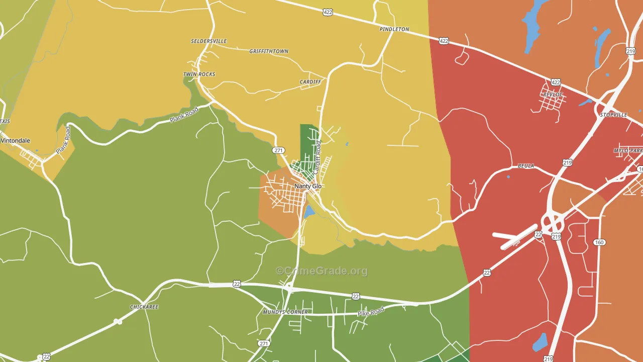 Nanty-Glo, PA Map of Drug-Related Crime Rates