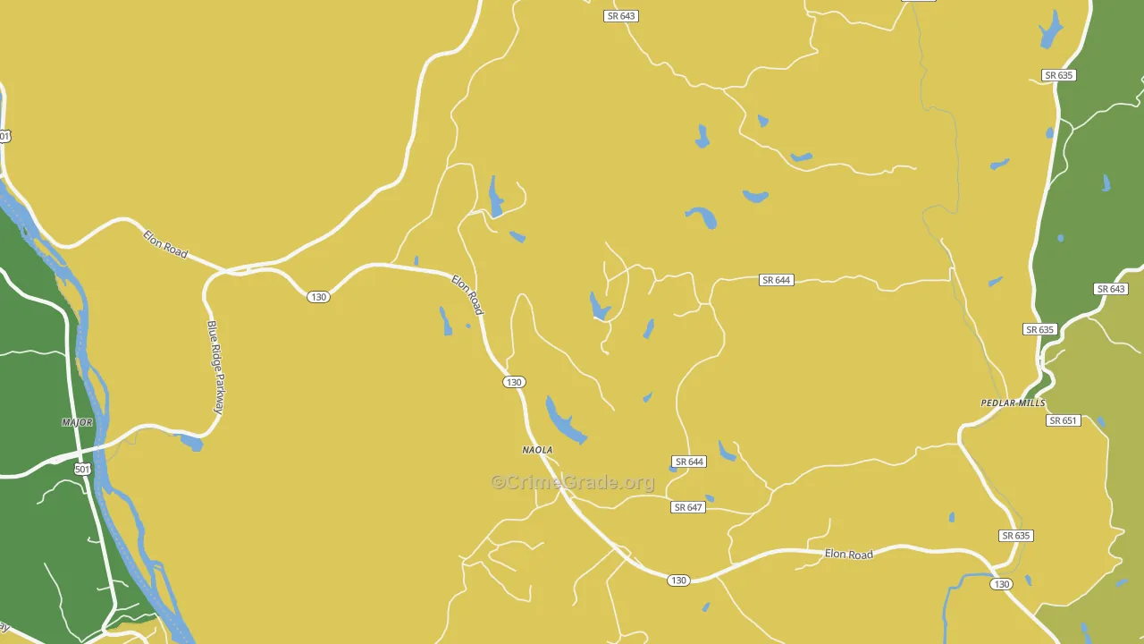 Naola, VA Map of Drug-Related Crime Rates