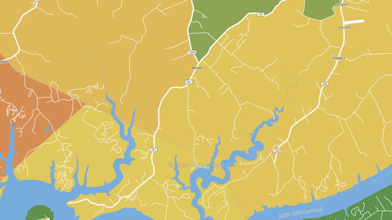 Naomi, KY Map of Drug-Related Crime Rates