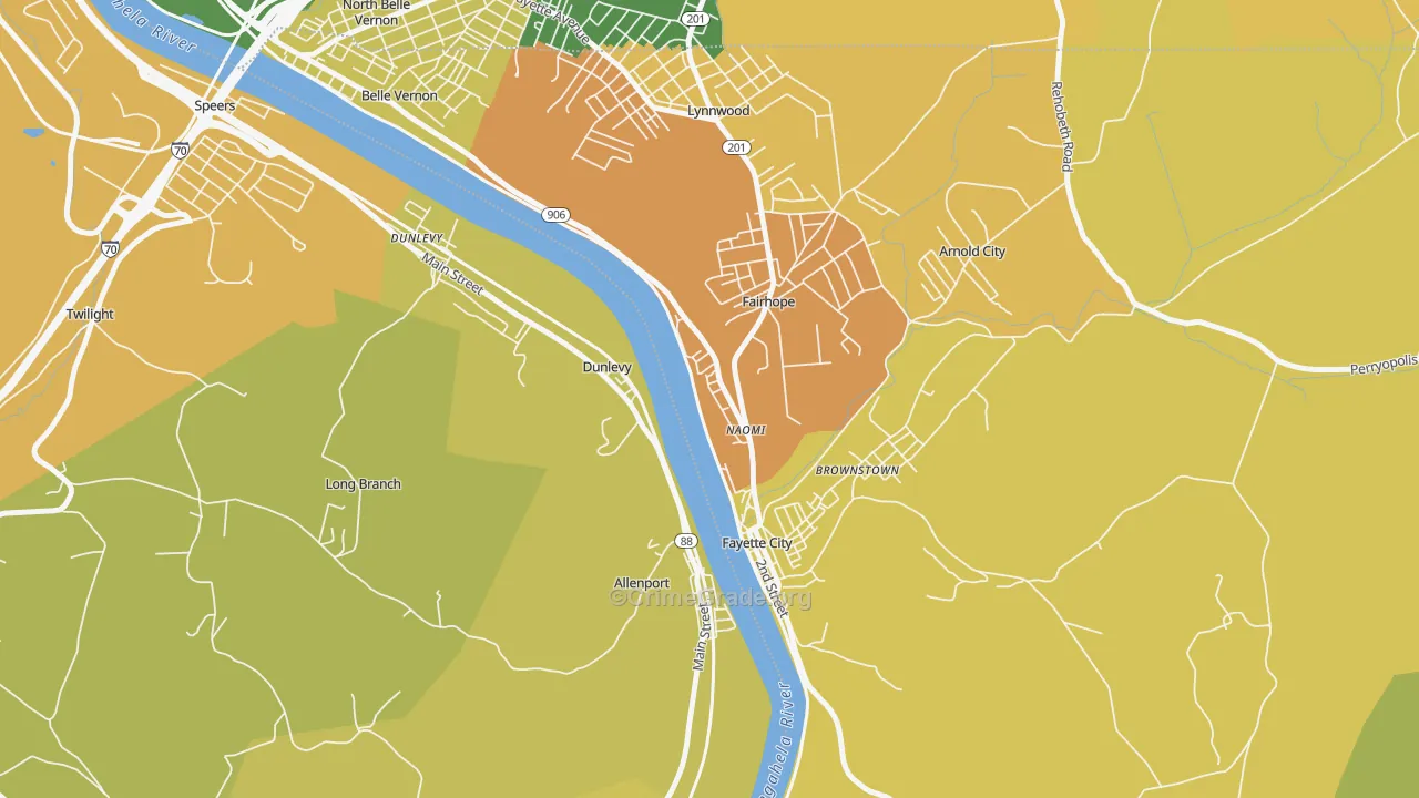 Naomi, PA Map of Drug-Related Crime Rates