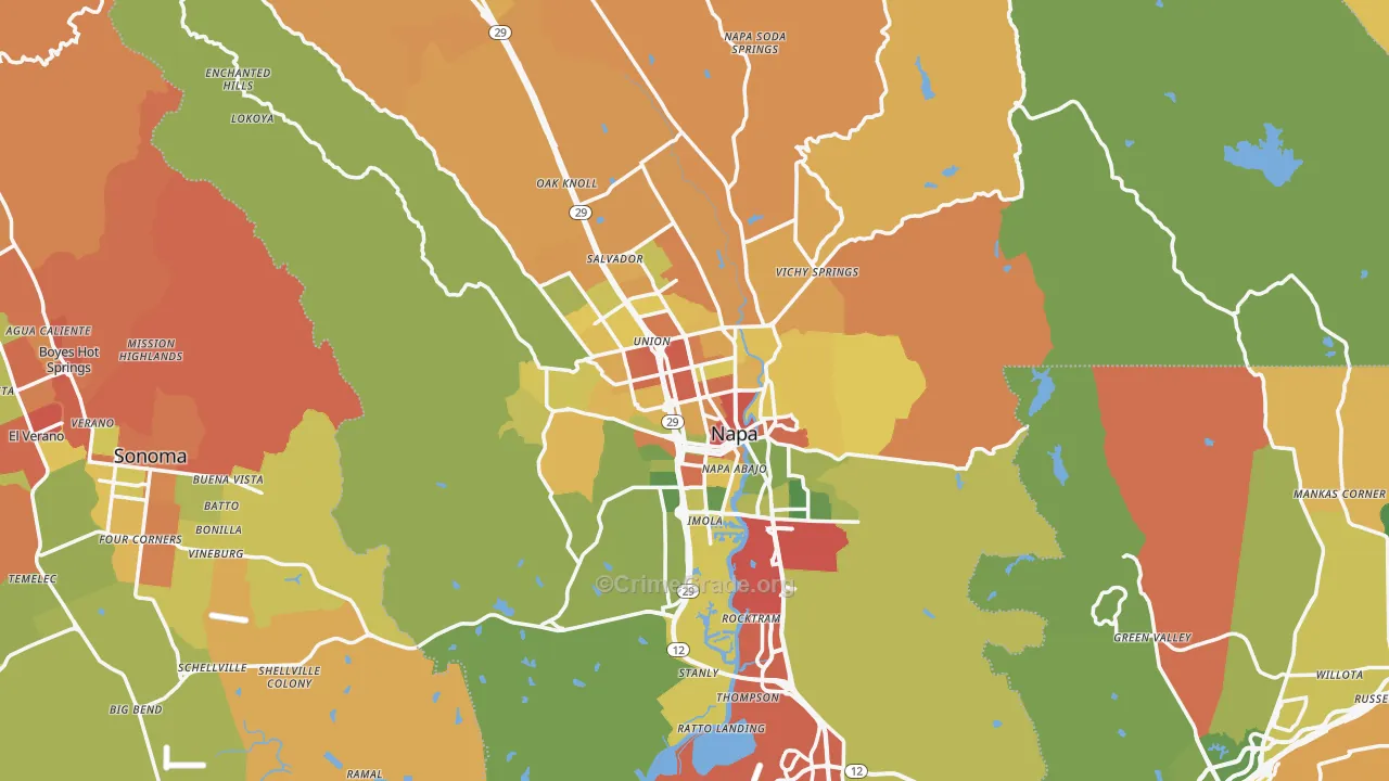 Napa, CA Map of Drug-Related Crime Rates