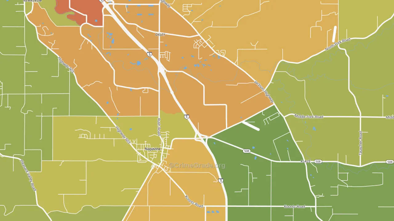 Napavine, WA Map of Drug-Related Crime Rates