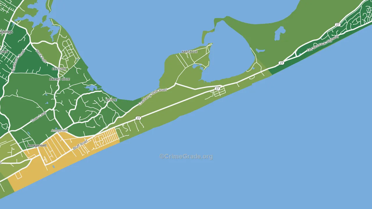 Napeague, NY Map of Drug-Related Crime Rates