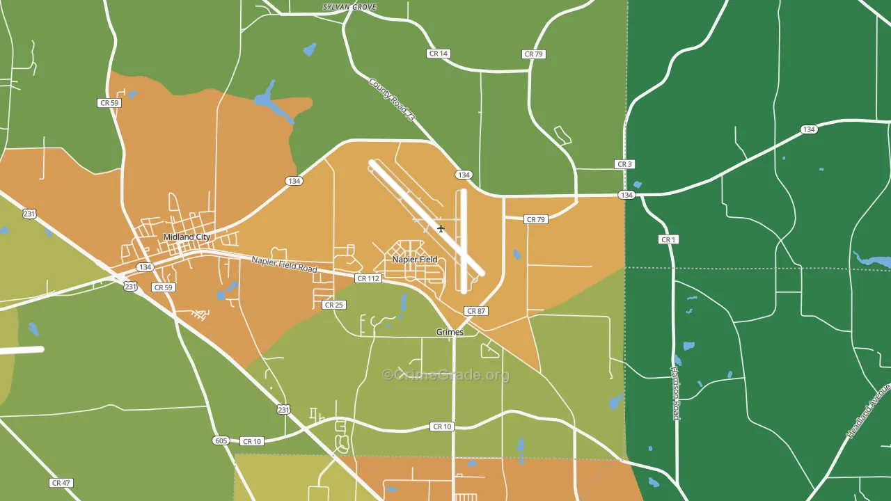 Napier Field, AL Map of Drug-Related Crime Rates