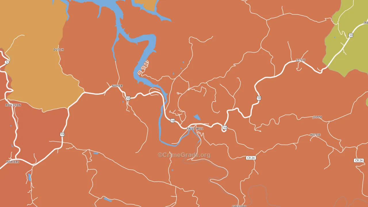Napier, WV Map of Drug-Related Crime Rates