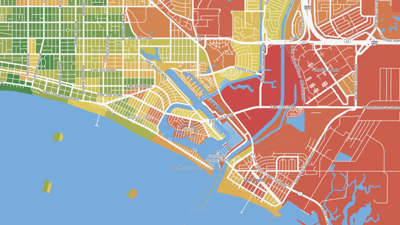 Naples-Marina Area, Long Beach, CA Map of Drug-Related Crime Rates