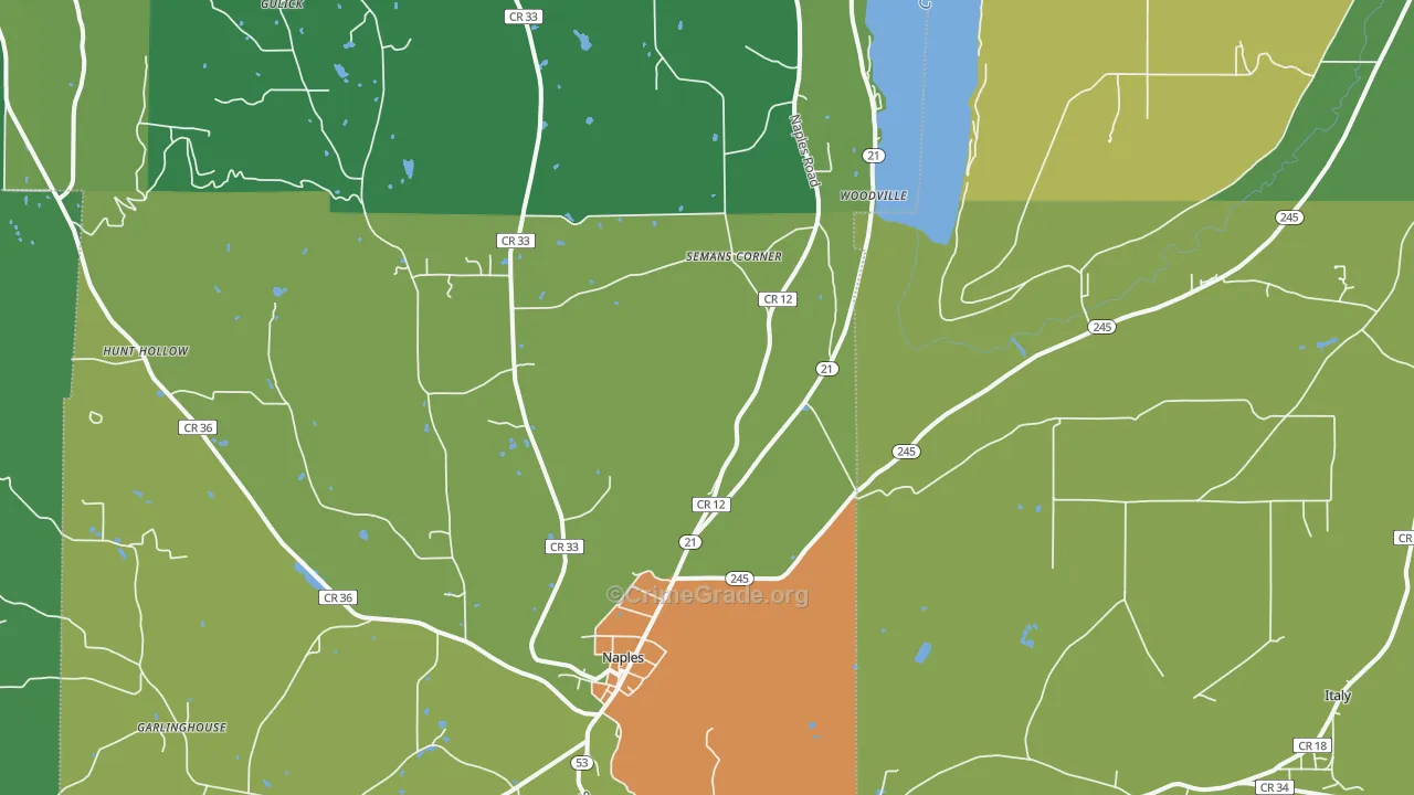 Naples, NY Map of Drug-Related Crime Rates