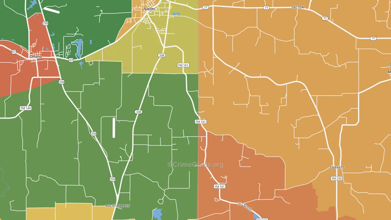 Naples, TX Map of Drug-Related Crime Rates