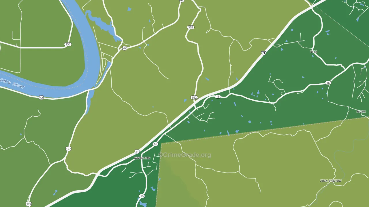Napoleon, KY Map of Drug-Related Crime Rates
