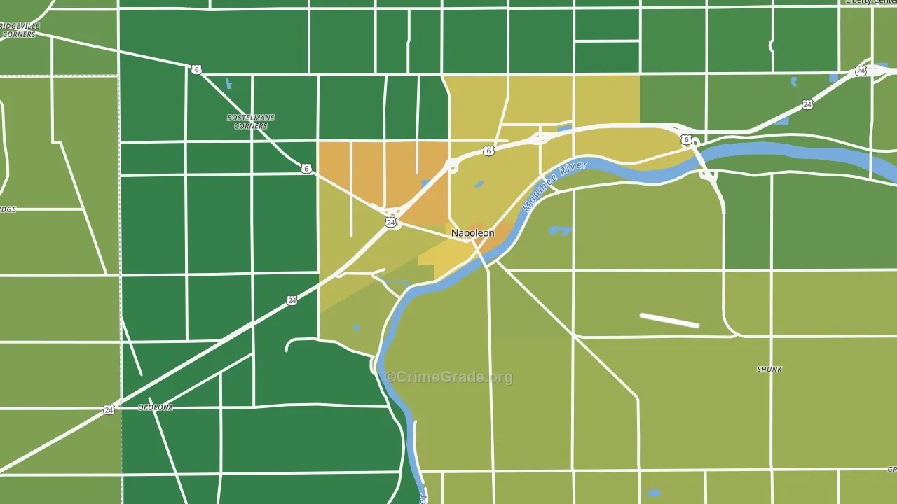 Napoleon, OH Map of Drug-Related Crime Rates