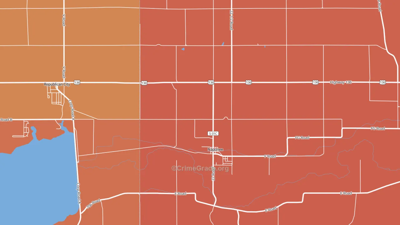 Naponee, NE Map of Drug-Related Crime Rates