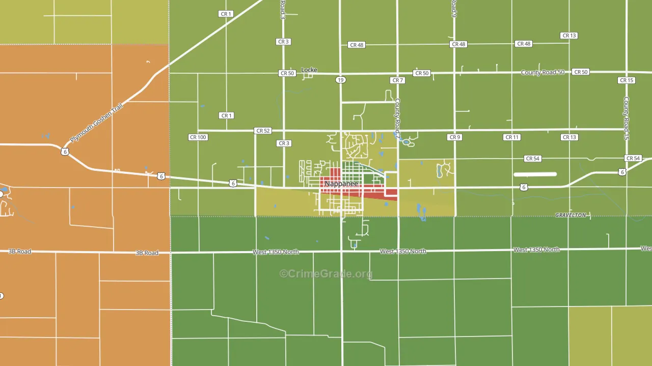 Nappanee, IN Map of Drug-Related Crime Rates