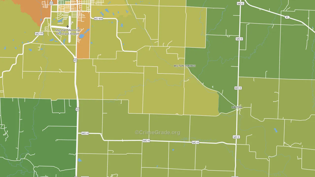 Napton, MO Map of Drug-Related Crime Rates