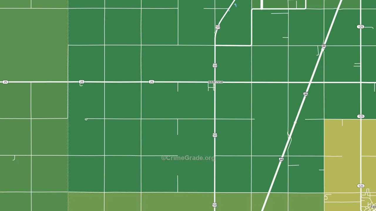 Narcissa, OK Map of Drug-Related Crime Rates
