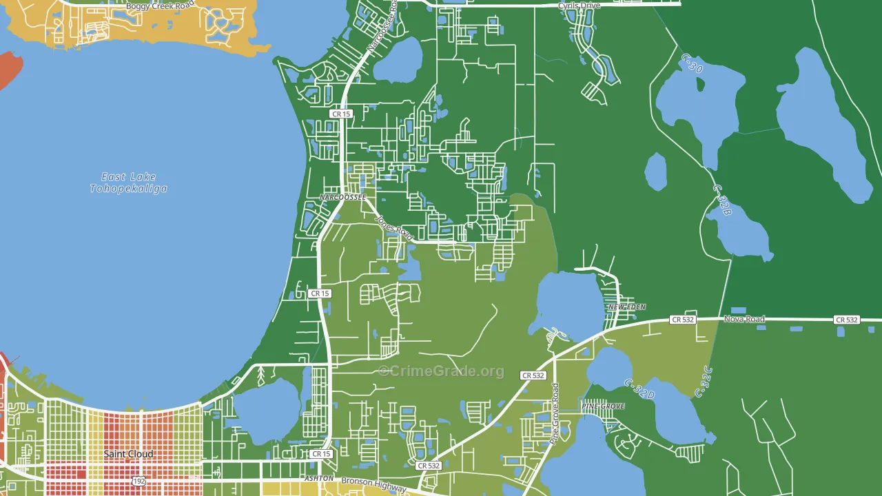 Narcoossee, FL Map of Drug-Related Crime Rates