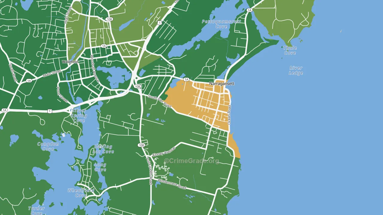 Narragansett Pier, RI Map of Drug-Related Crime Rates