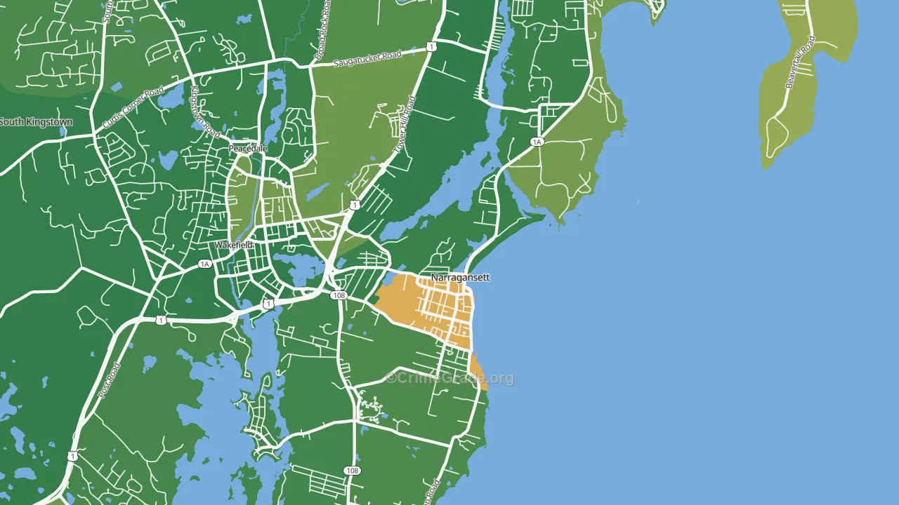 Narragansett, RI Map of Drug-Related Crime Rates
