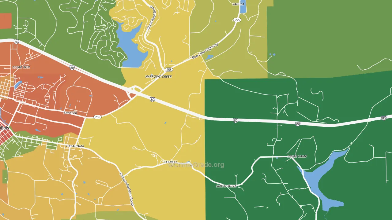 Narrows Creek, PA Map of Drug-Related Crime Rates