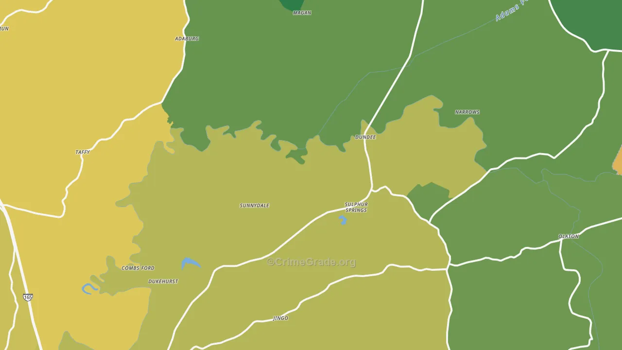 Narrows, KY Map of Drug-Related Crime Rates
