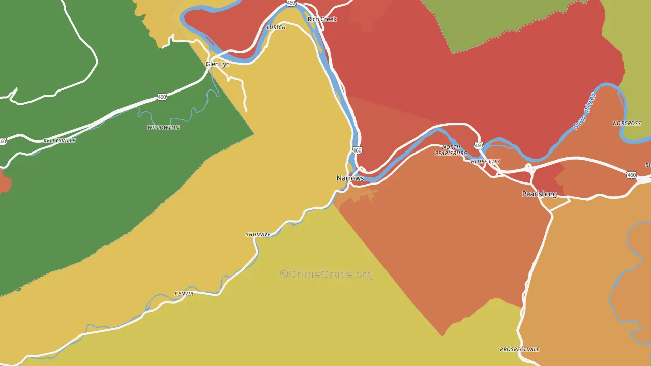 Narrows, VA Map of Drug-Related Crime Rates