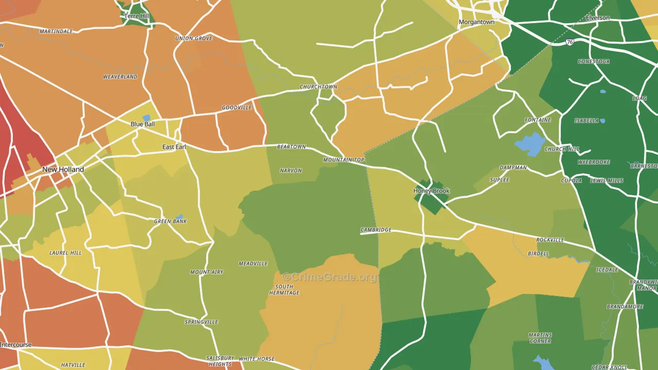 Narvon, PA Map of Drug-Related Crime Rates