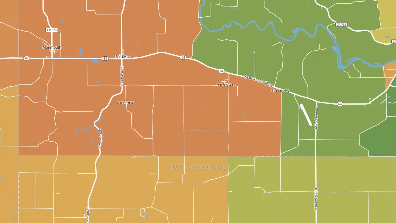 Nashville, IA Map of Drug-Related Crime Rates