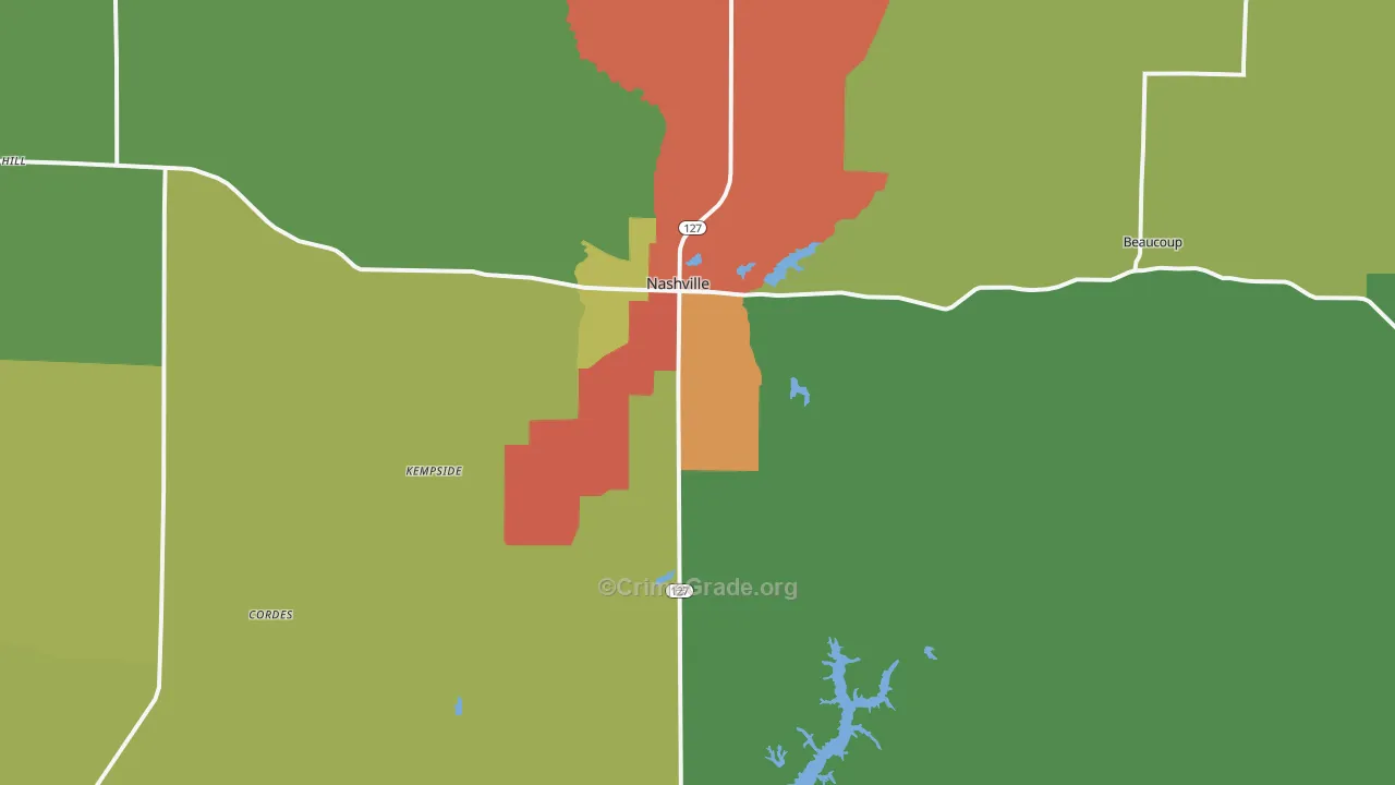 Nashville, IL Map of Drug-Related Crime Rates