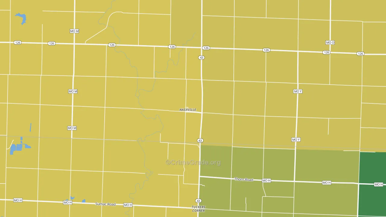Nashville, MO Map of Drug-Related Crime Rates