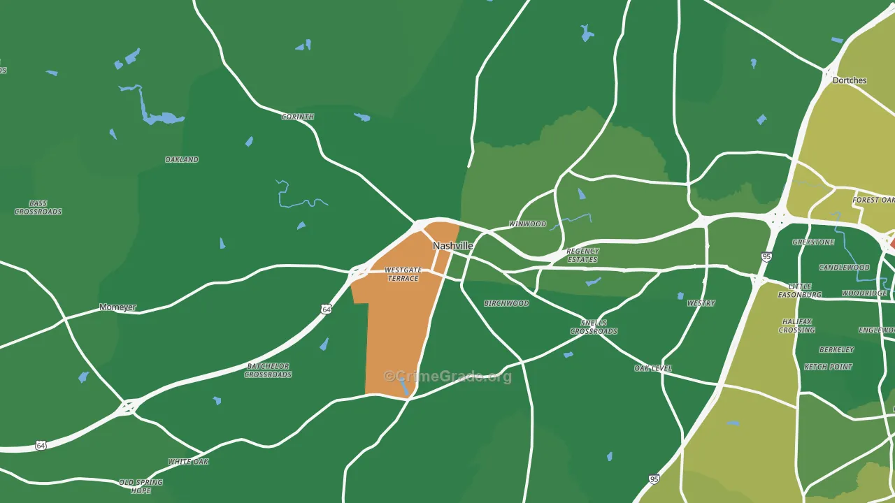 Nashville, NC Map of Drug-Related Crime Rates