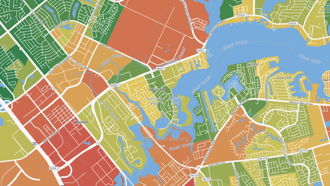 Nassau Bay, TX Map of Drug-Related Crime Rates