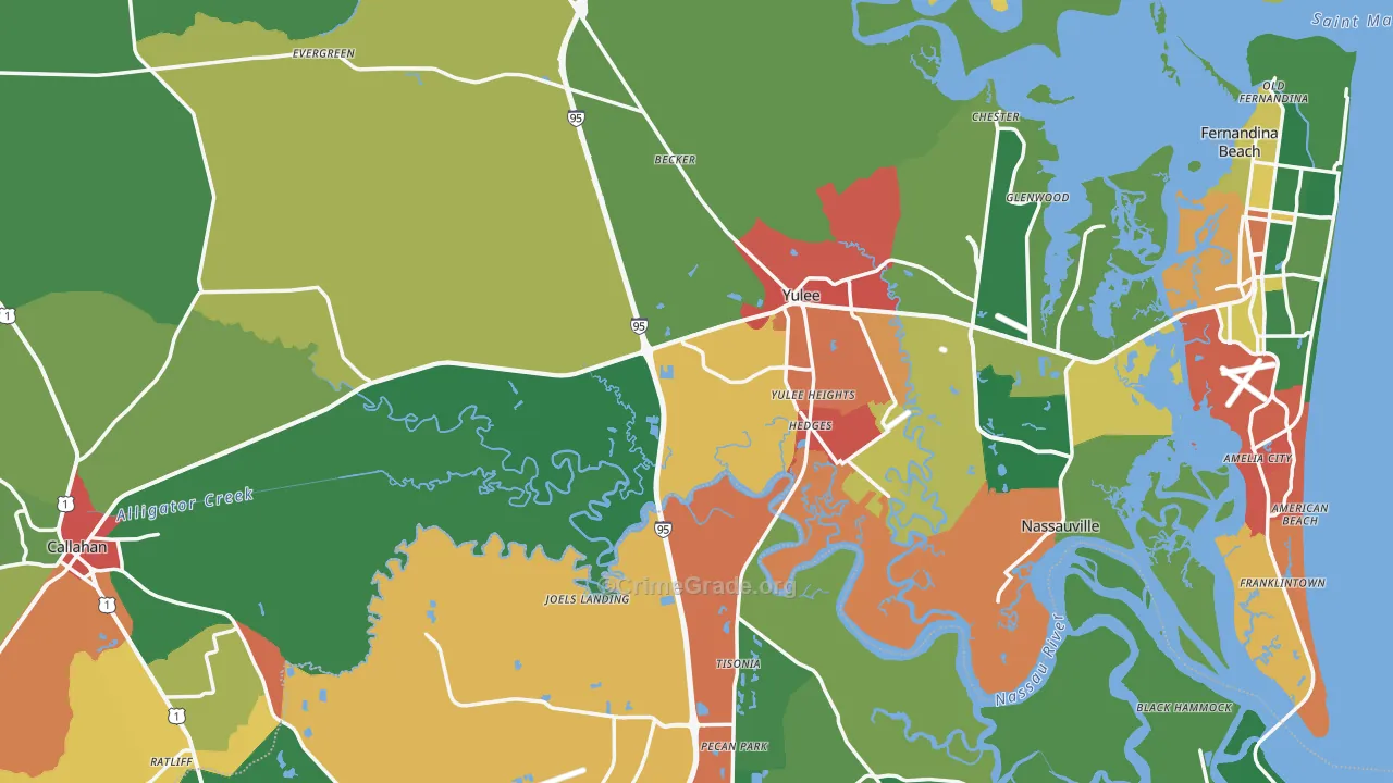 Nassau County, FL Map of Drug-Related Crime Rates